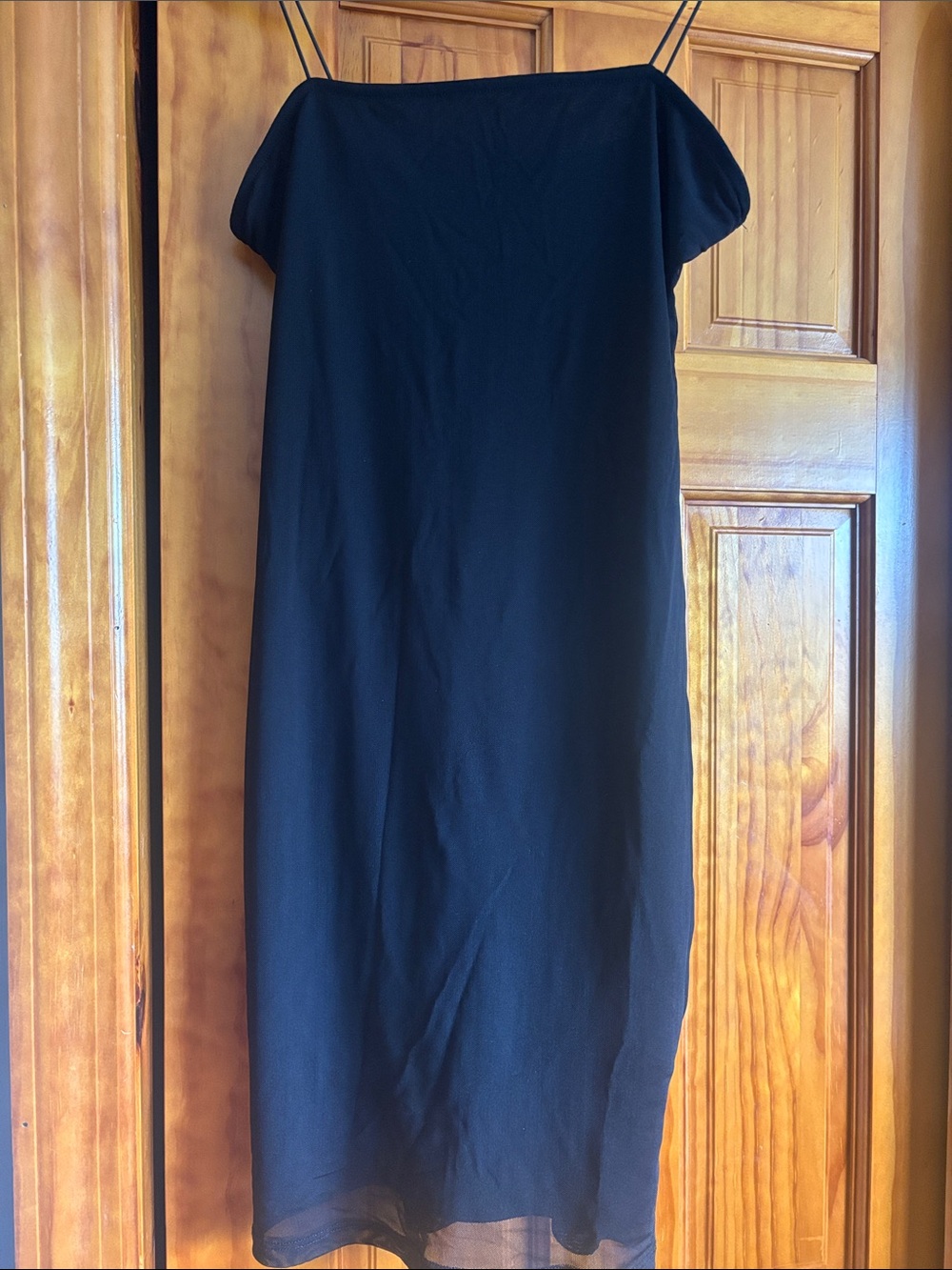 Forever 21 Black Midi Slip Dress with Thin Double Straps